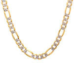 10k Gold Diamond-cut Pave Figaro Chain Necklace