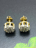 10KT Solid Gold 1.50ct Diamond Flower shape Earrings