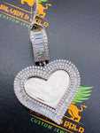 HEART 3D PHOTO PENDANT BAGUETTES  CZ-Diamonds high quality *FREE PICTURE INSTALLATION*