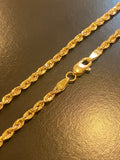 10k Gold Diamond Cut Rope Necklace 2.5mm