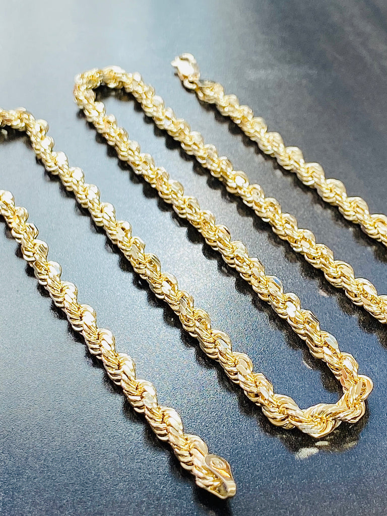 10KT GOLD 4.5mm SOLID DIAMOND CUT 24 inch ROPE NECKLACE *Financing