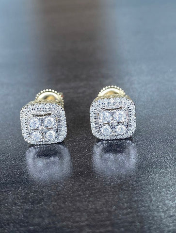 10KT Diamond Stud Earrings princess cut Shaped