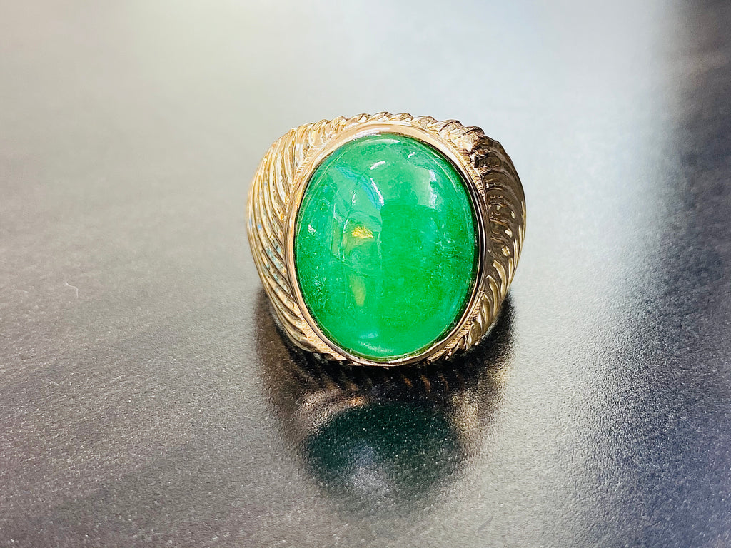 Vintage Mottled Jade Diamond Ring Men 18k - Etsy