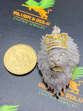 Lion with Baguettes Crown 3D Pendant