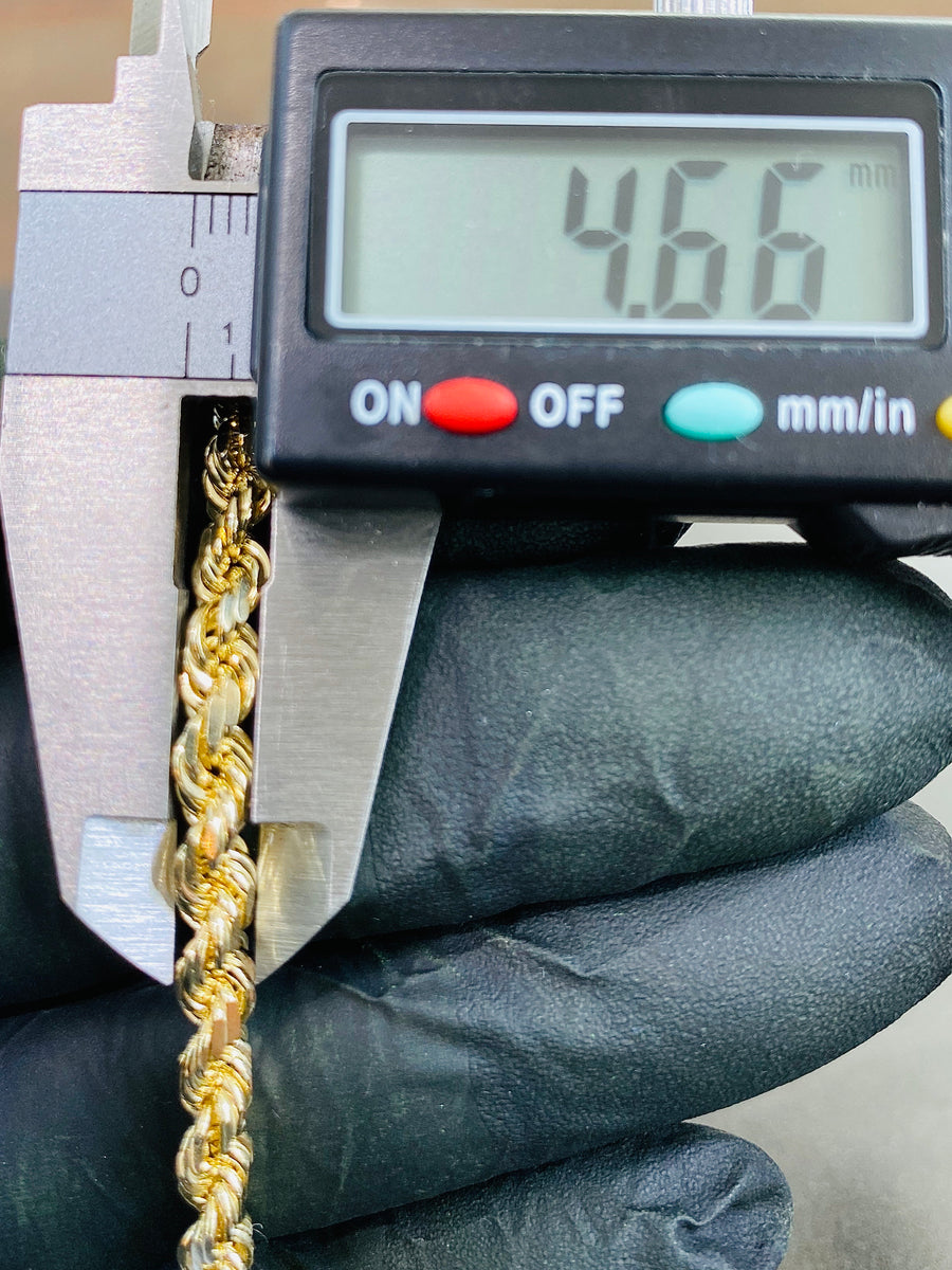 Gold Cutter Rope 10k Gold Solid Diamond Cut Rope Bracelet 4.6mm 8inch – sg station
