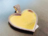 3D HEART PICTURE PENDANT 1 ROW CZ-Diamonds high quality *Free Photo installation*