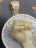 Fist Hand baguettes Medallion Custom pendant with Gold Rope Chain