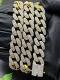 Miami Gold Cuban link with Diamond Clasp Necklace 10mm