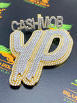 Custom Logo or Name Pendant Double Layer cut out All with Lab Diamonds (large)