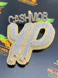 Custom Logo or Name Pendant Double Layer cut out All with Lab Diamonds (large)