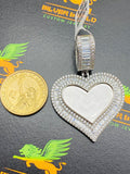 HEART 3D PHOTO PENDANT BAGUETTES  CZ-Diamonds high quality *FREE PICTURE INSTALLATION*