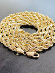 10k Gold Solid Diamond Cut Rope Bracelet 4.6mm 8inch