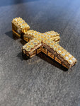 10KT YELLOW GOLD 3.43ct DIAMOND SOLITAIRE CROSS PENDANT