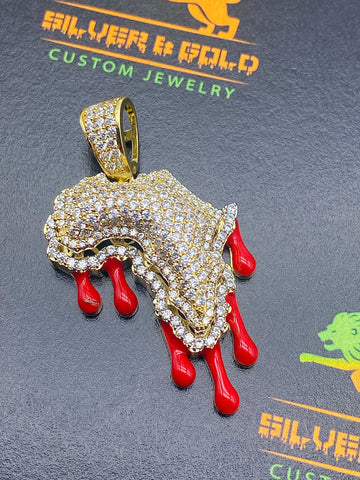 Africa 3D with Red Ruby Pendant