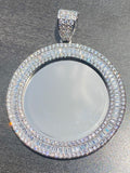 Sterling silver PHOTO PENDANT BAGUETTES  CZ-Diamonds high quality *FREE PICTURE INSTALLATION*