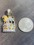 10KT YELLOW GOLD .88ct DIAMOND CROWN LION PENDANT