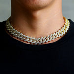 12mm ZigZag Miami cuban Iced Out Diamond Neckalce Available in Silver & Gold